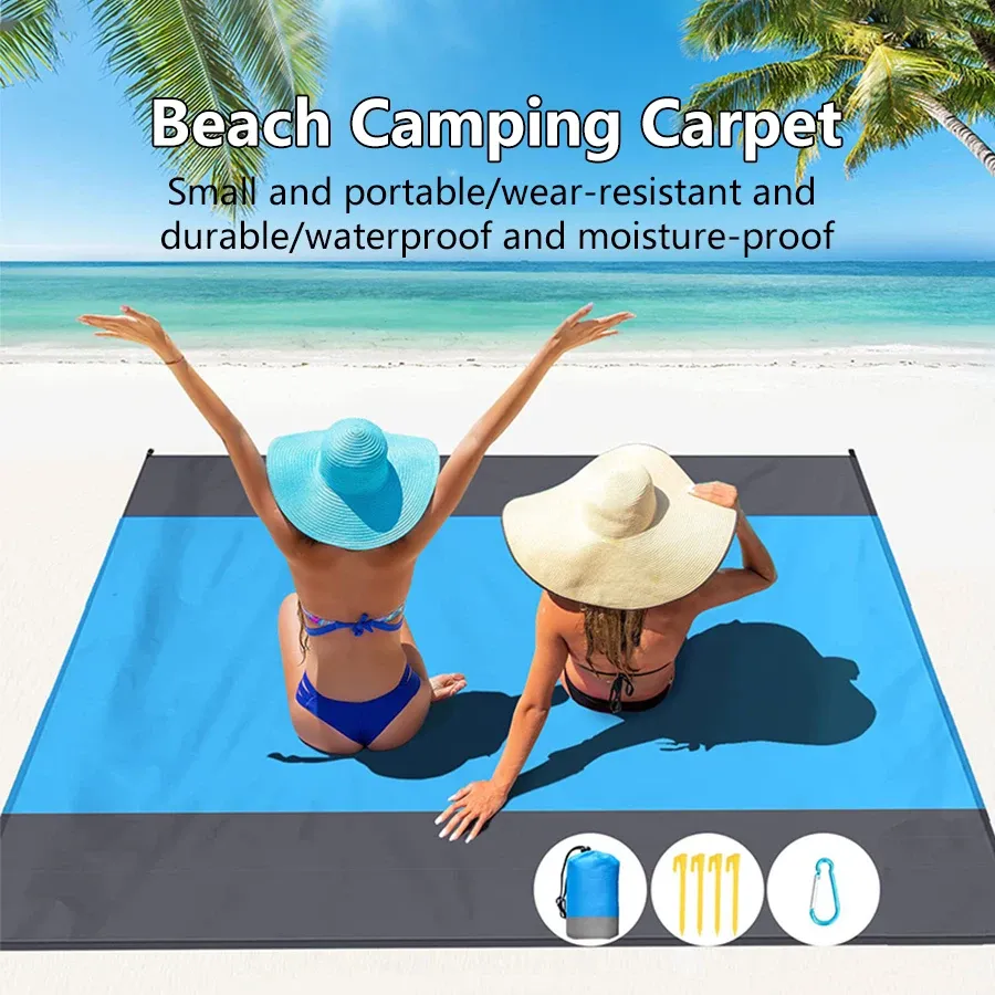 Couverture de plage anti-sable imperméable 200 x 210 cm, légère et portable 2