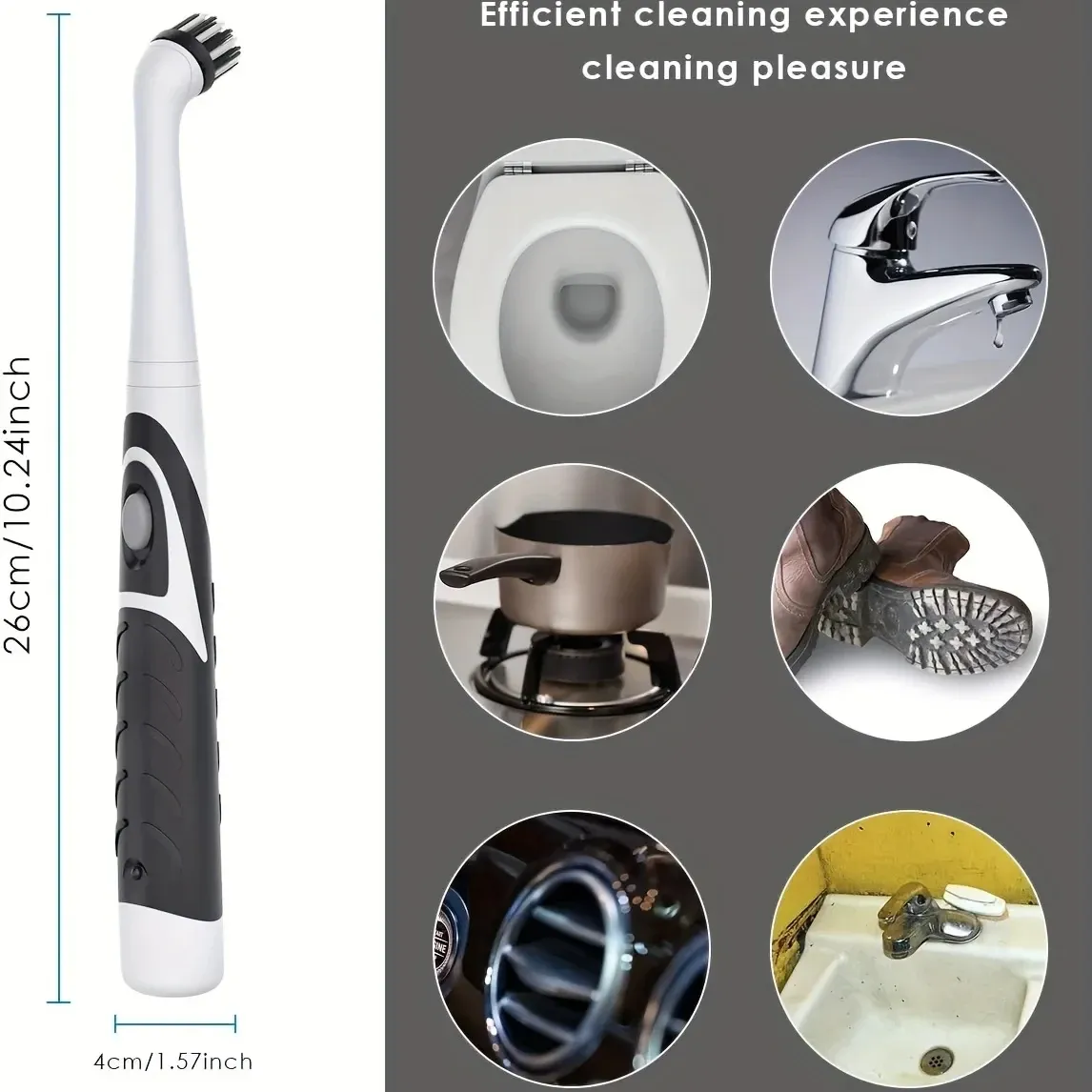 Brosse de nettoyage électrique multifonctionnelle à tête inclinée, 4 brosses interchangeables 3