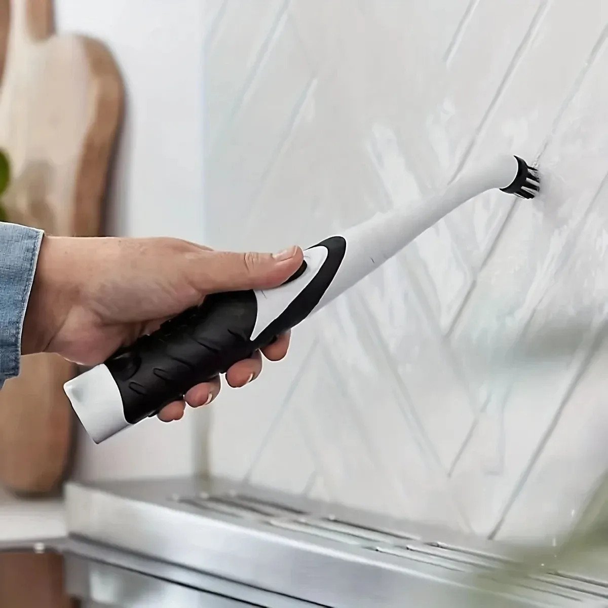 Brosse de nettoyage électrique multifonctionnelle à tête inclinée, 4 brosses interchangeables 5
