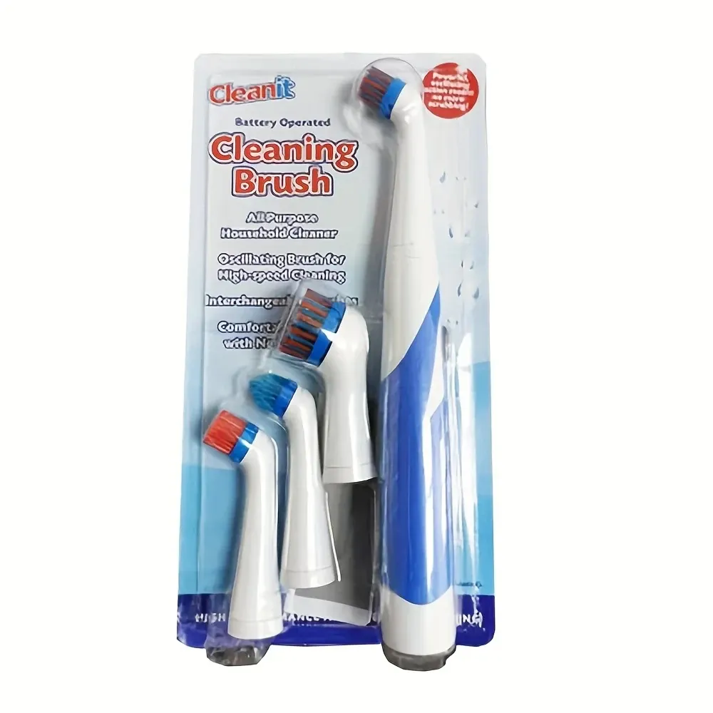Brosse de nettoyage électrique multifonctionnelle à tête inclinée, 4 brosses interchangeables 6