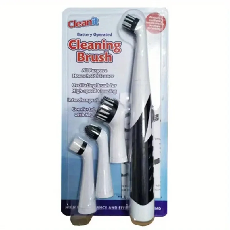 Brosse de nettoyage électrique multifonctionnelle à tête inclinée, 4 brosses interchangeables 7