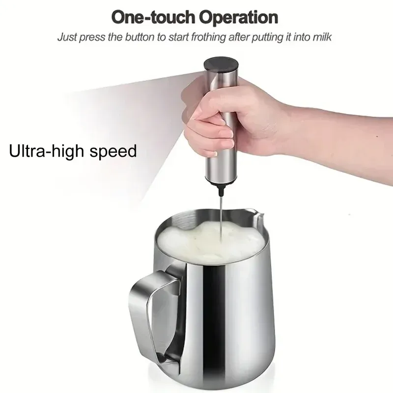 Mousseur à lait haute vitesse en acier inoxydable, mousseur à café polyvalent pour cafés, particuliers et pâtisserie 2
