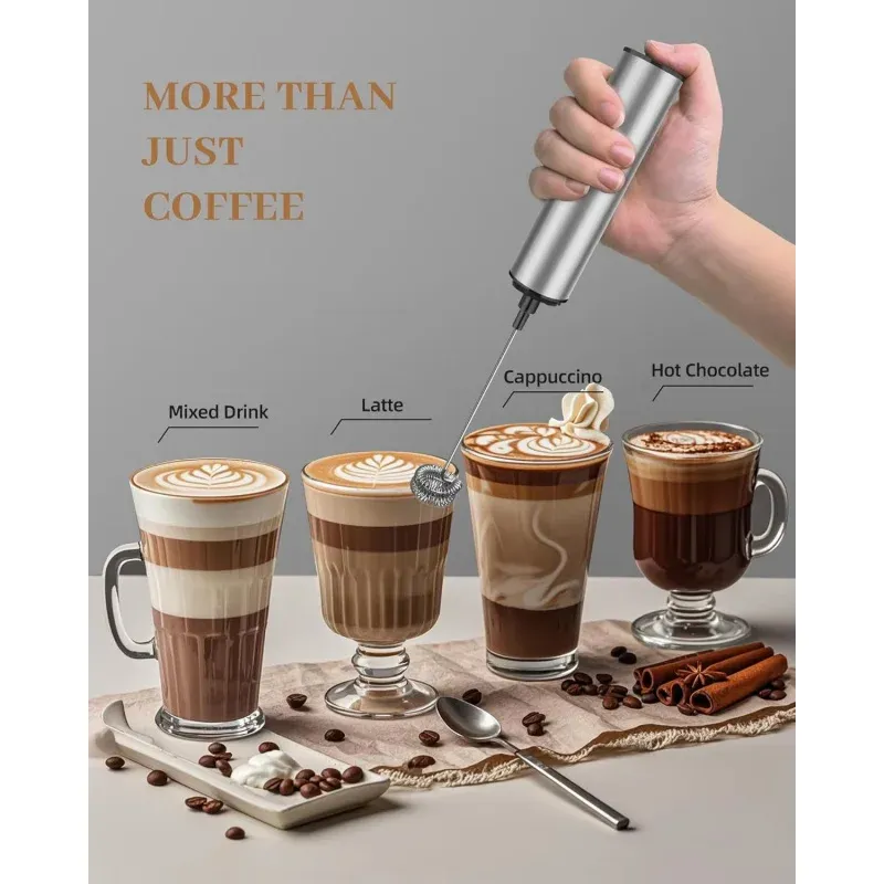 Mousseur à lait haute vitesse en acier inoxydable, mousseur à café polyvalent pour cafés, particuliers et pâtisserie 5