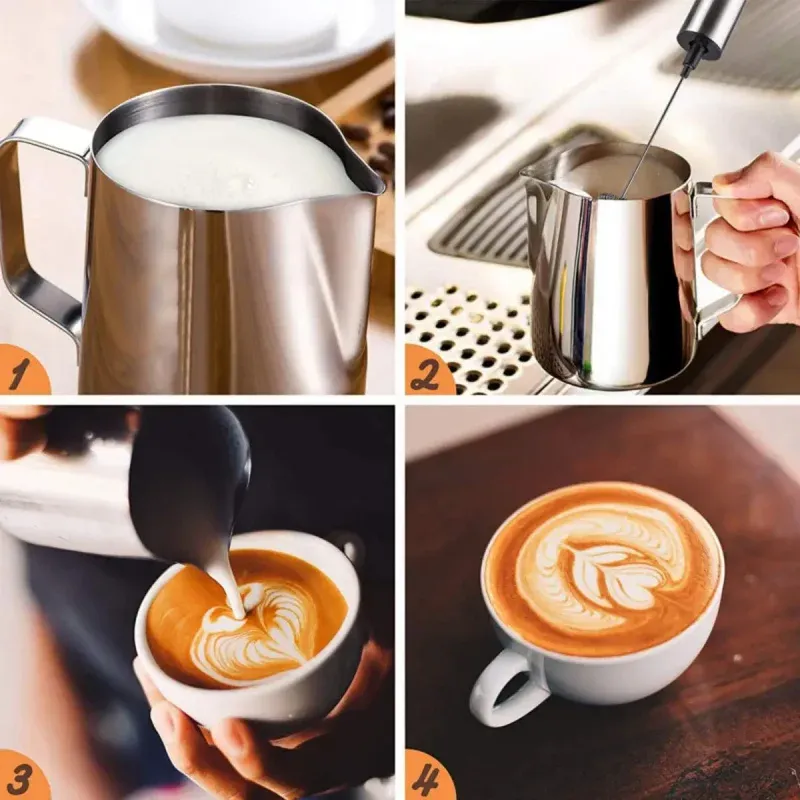 Mousseur à lait haute vitesse en acier inoxydable, mousseur à café polyvalent pour cafés, particuliers et pâtisserie 6
