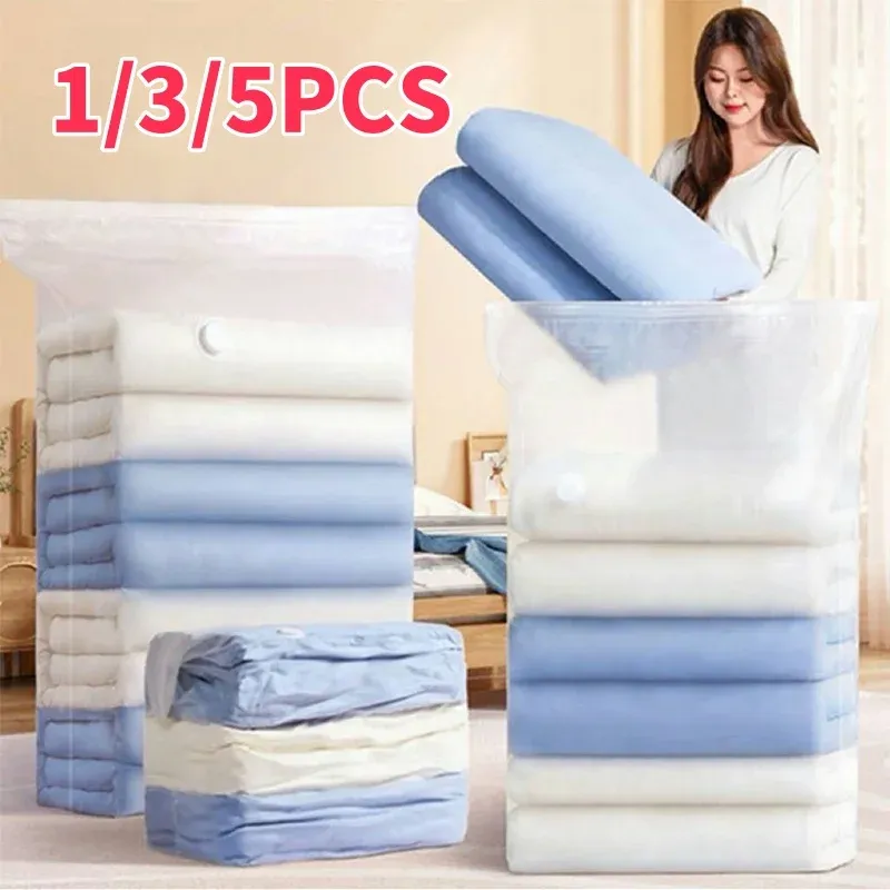 Sacs de rangement sous vide sans pompe, grands sacs pour vêtements et couvertures, accessoire de voyage