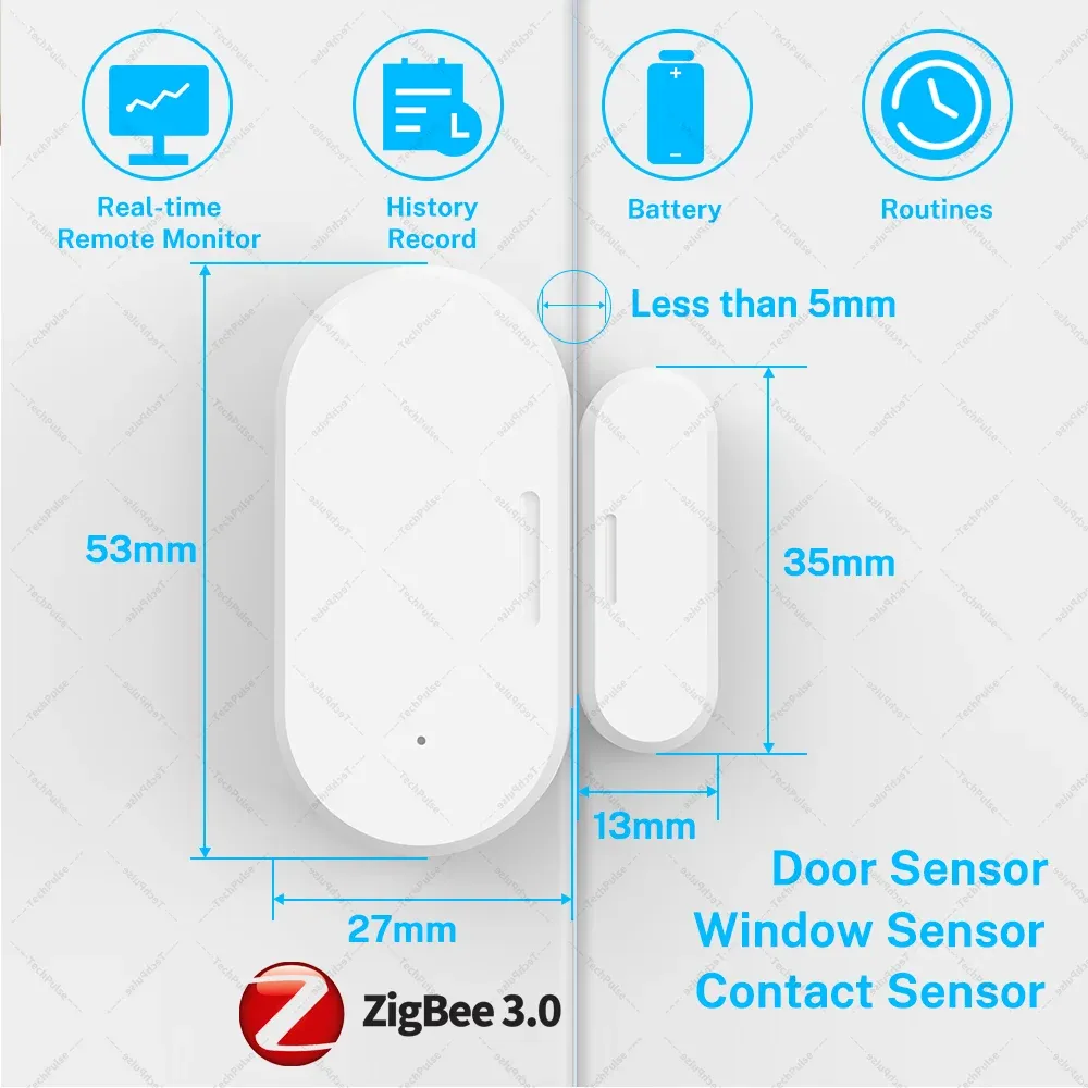 Capteur de porte et fenêtre Zigbee UZ-5D et son aimant