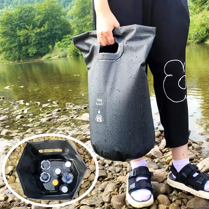 Seau pliable de 20 L, bassin portable pour le camping et la randonnée, seau de pêche, boîte de rangement pour lavage de voiture 2