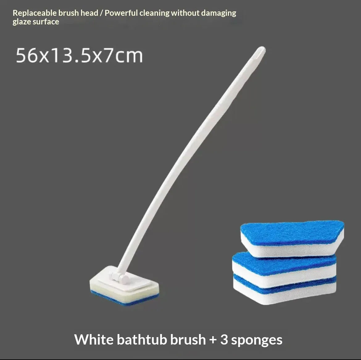 Brosse multi-usages à tête interchangeable et manche long pour salle de bain, baignoire, carrelage, fenêtres et verre 5