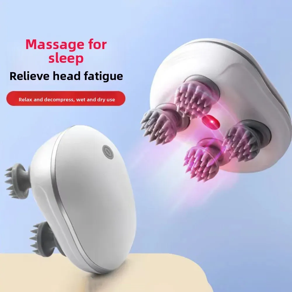 Masseur de tête électrique portable à pétrissage, rechargeable, avec vibration, pour un relaxation du cuir chevelu