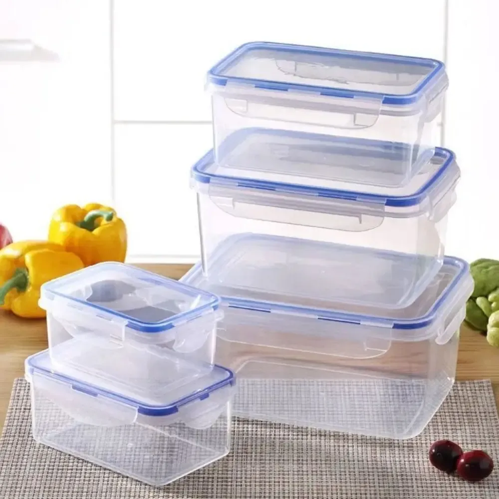 Boîte de rangement rectangulaire étanche pour réfrigérateur, avec couvercle, bac à légumes transparent en plastique, récipients alimentaires empilables compatibles micro-ondes - Image 1