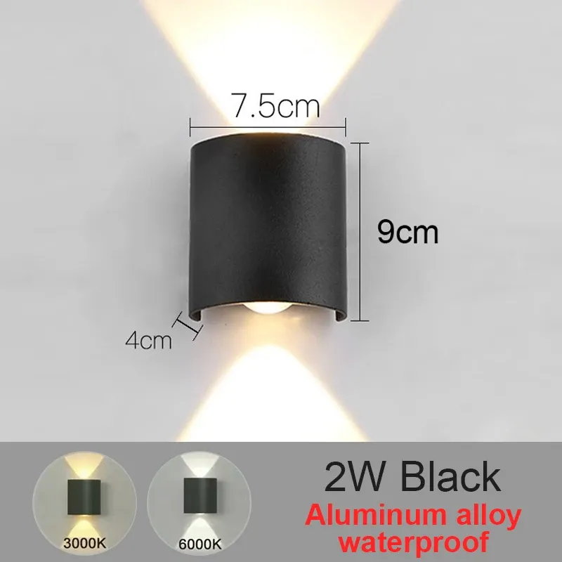Appliques murales LED 2W/4W/6W/8W/10W, luminaire mural moderne en aluminium à câblage fixe, éclairage mural noir haut/bas pour salon 8