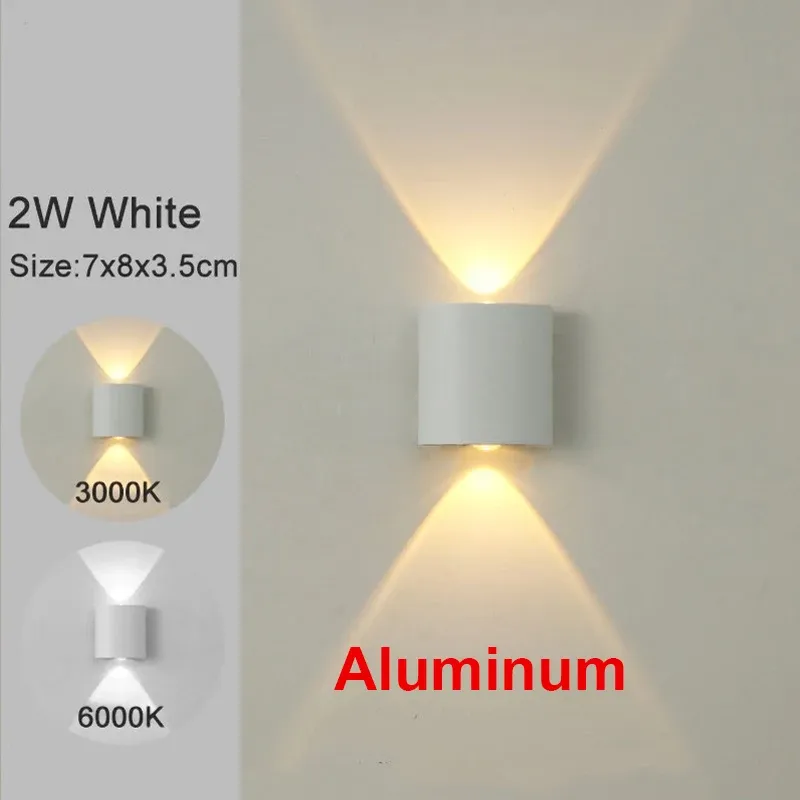 Appliques murales LED 2W/4W/6W/8W/10W, luminaire mural moderne en aluminium à câblage fixe, éclairage mural noir haut/bas pour salon 12