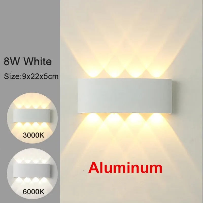 Appliques murales LED 2W/4W/6W/8W/10W, luminaire mural moderne en aluminium à câblage fixe, éclairage mural noir haut/bas pour salon 15