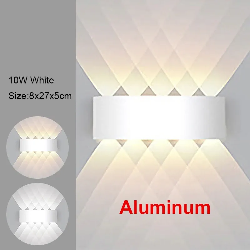 Appliques murales LED 2W/4W/6W/8W/10W, luminaire mural moderne en aluminium à câblage fixe, éclairage mural noir haut/bas pour salon 16