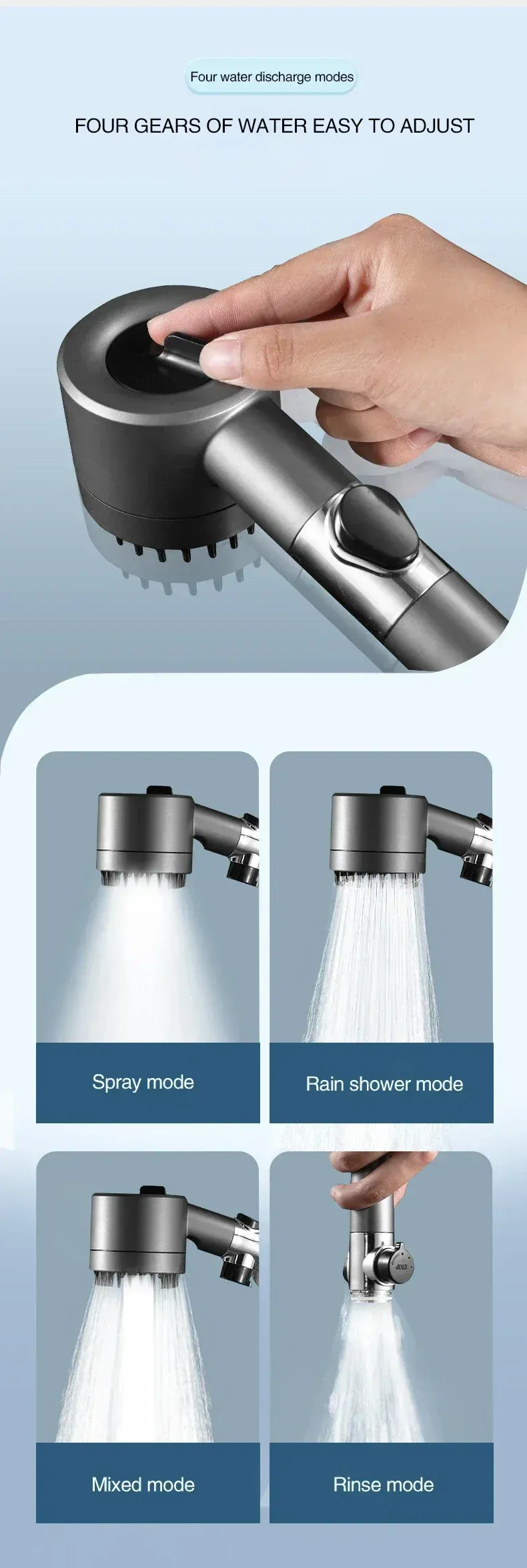 Pommeau de douche à filtre haute pression, brosse de massage