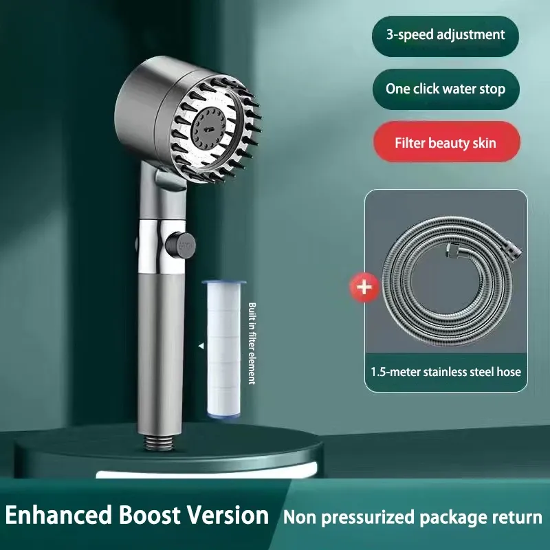 Pommeau de douche filtrant haute pression avec brosse de massage, jet réglable 3 modes – HOAccessory 10