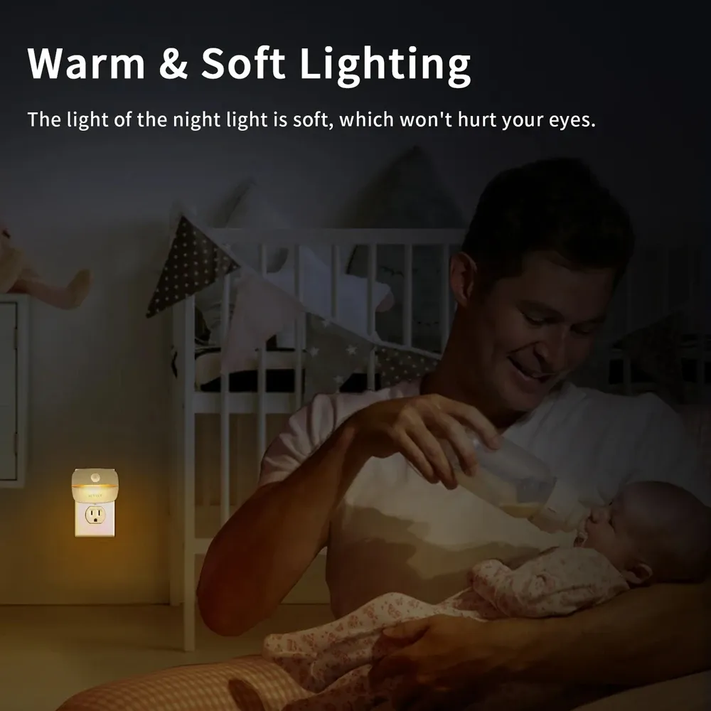 Veilleuse LED Plug-In à détecteur de mouvement intelligent, 220 V, applique murale pour maison, allée, WC, couloir, escalier, cuisine et chambre 3