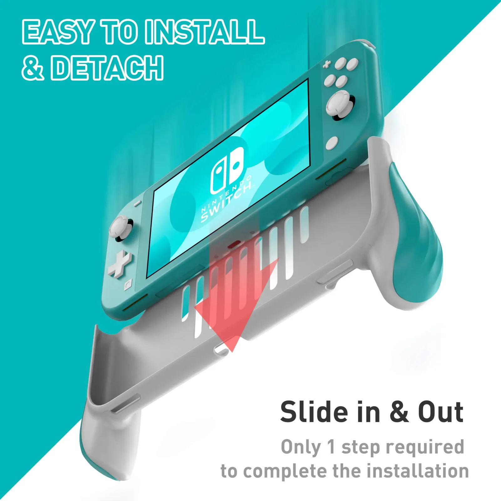 Poignée de protection installée sur Nintendo Switch Lite