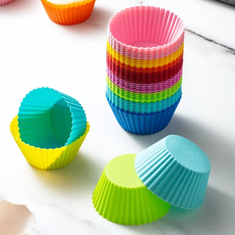 12 moules à pâtisserie en silicone réutilisables, antiadhésifs, pour cupcakes et muffins, polyvalents et de qualité alimentaire 6