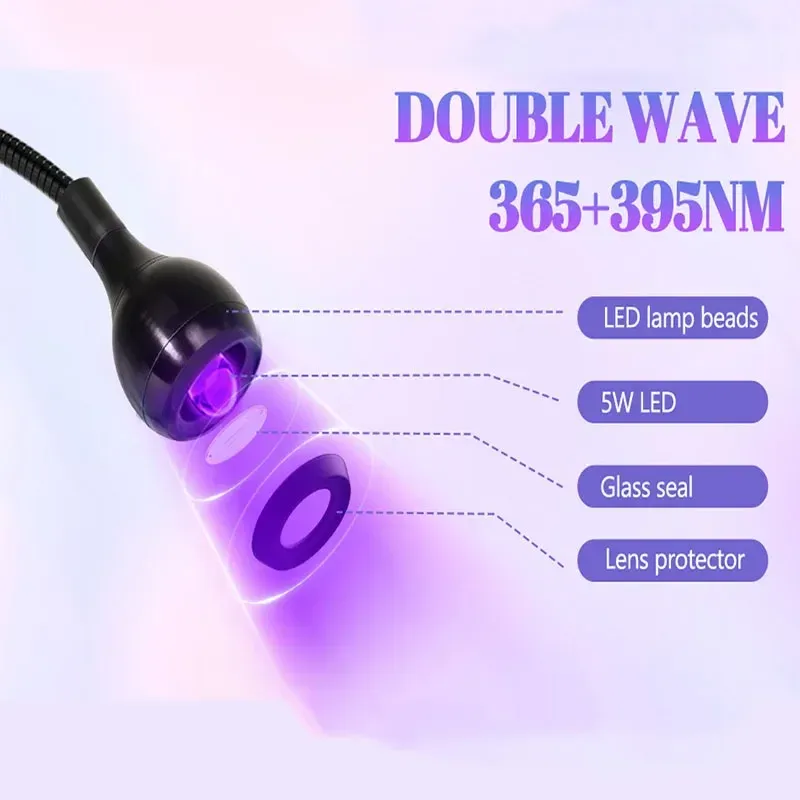 Lampe UV LED de bureau pour vernis gel, 5 W, tête réglable et interrupteur à pédale 4