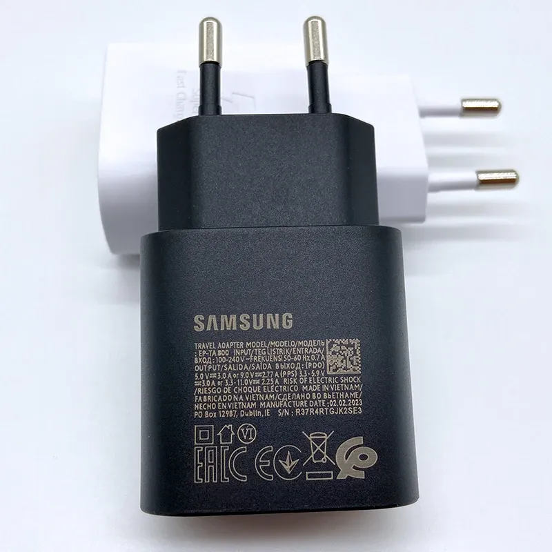 Chargeur rapide Samsung 25 W USB-C pour Galaxy S23, S24, S22, S21 Plus, A54, A34, adaptateur pour Z Flip 5, Z Fold 6, 5, 4 et 3 3