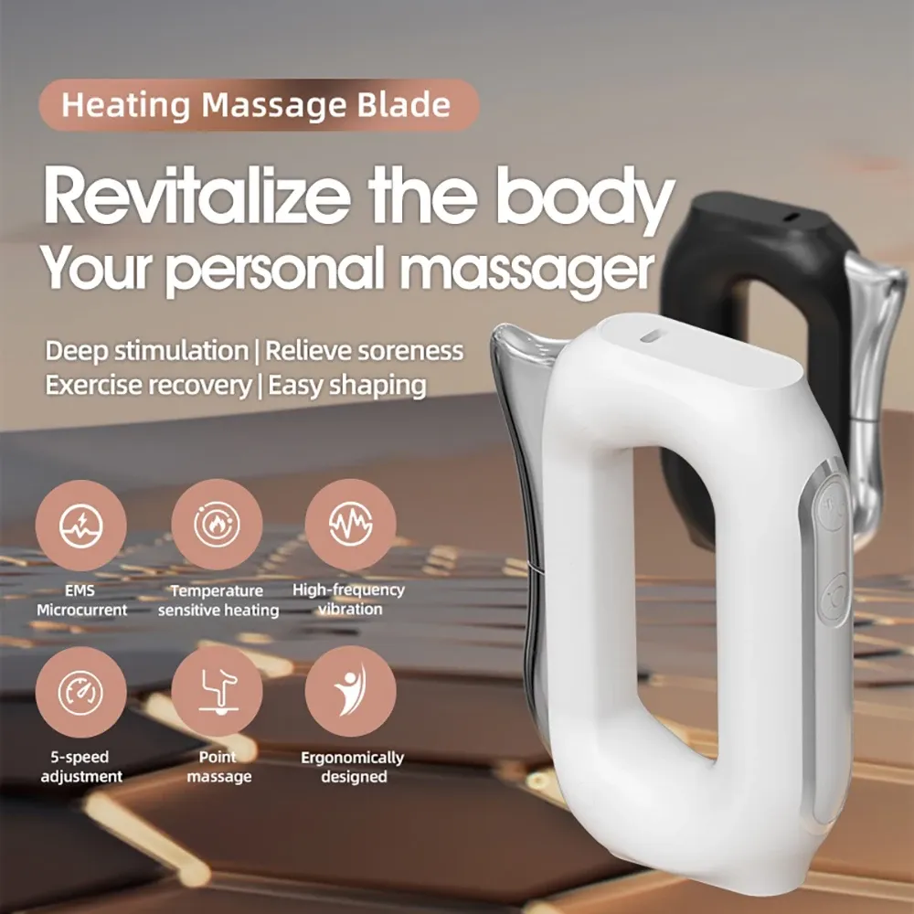 Masseur de fascia électrique chauffant avec couteau Gua Sha : grattage, vibration microcourant et relaxation musculaire 2