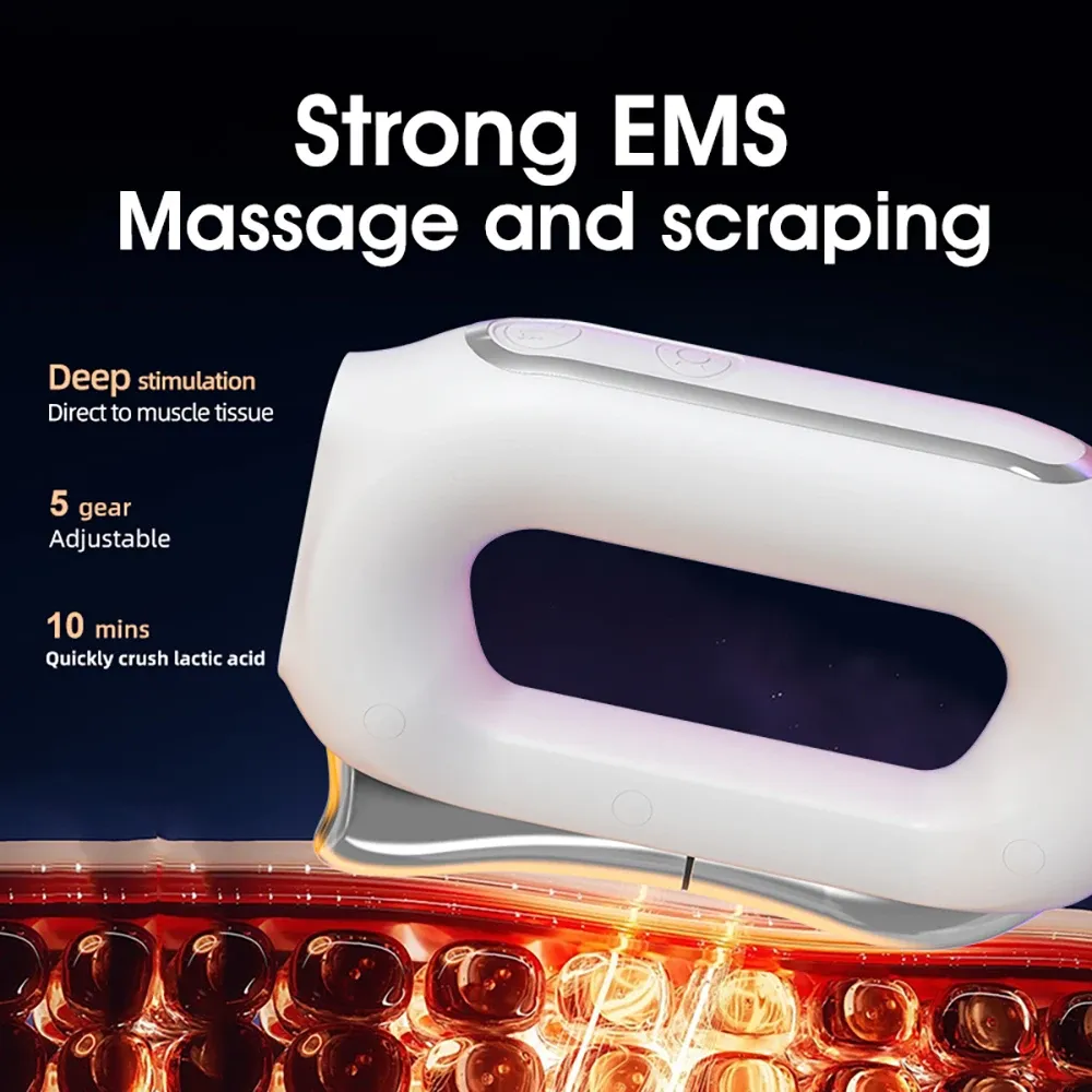 Masseur de fascia électrique chauffant avec couteau Gua Sha : grattage, vibration microcourant et relaxation musculaire 4