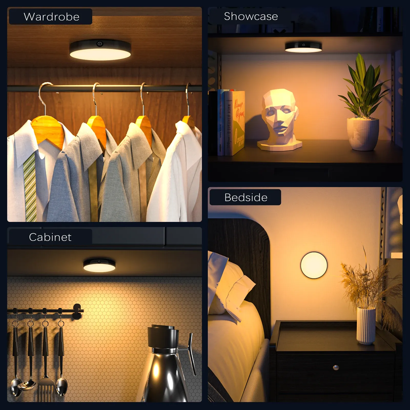 WILLED – Lampe tactile rechargeable à intensité variable, batterie intégrée 1000 mAh, veilleuse LED portable pour armoire, cuisine et chambre 2