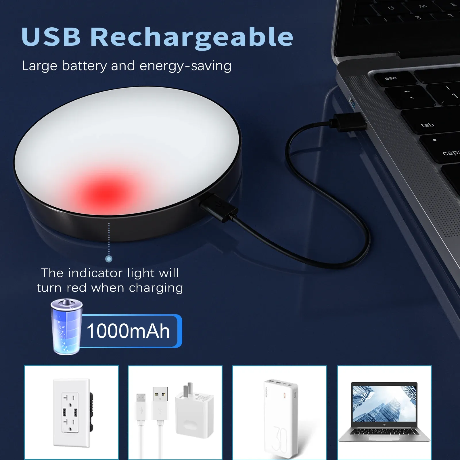 WILLED – Lampe tactile rechargeable à intensité variable, batterie intégrée 1000 mAh, veilleuse LED portable pour armoire, cuisine et chambre 4