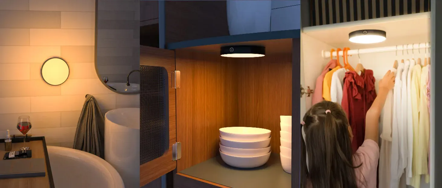 Lampe tactile fixée dans un placard