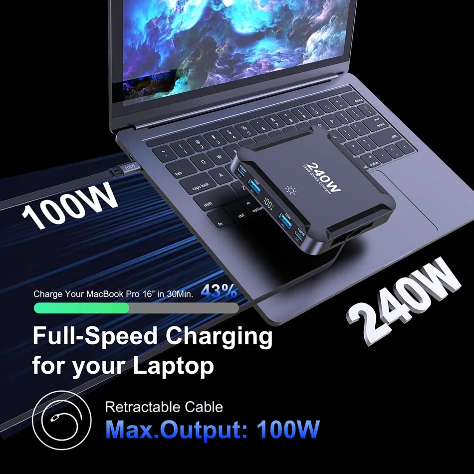Chargeur 240 W câble rétractable