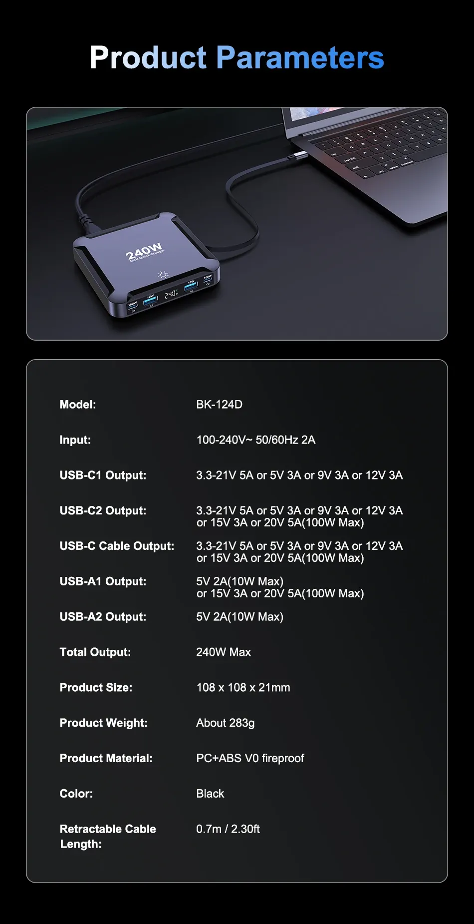 Chargeur 240 W présentation complète