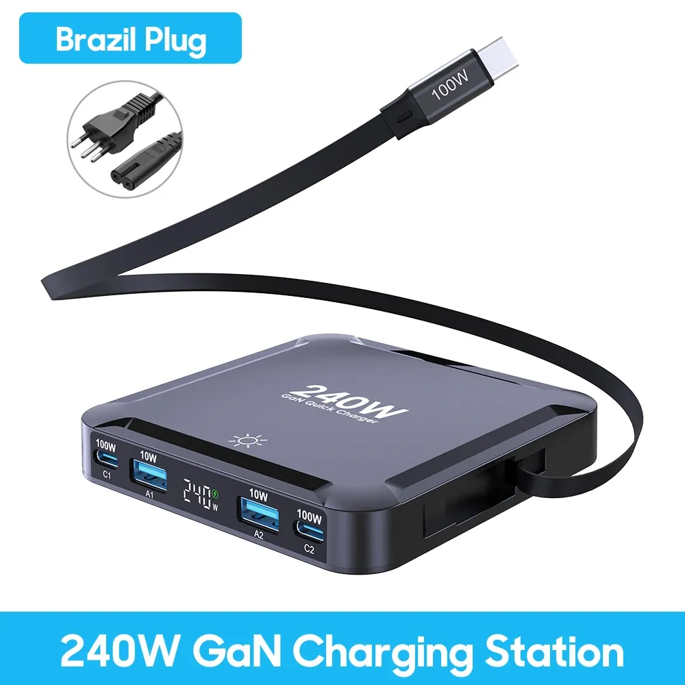 Chargeur GaN 175 W USB-C à affichage LED, 6 ports, chargeur de bureau Type-C PD 100 W, PPS 45 W, charge rapide pour MacBook, Samsung et iPhone 8