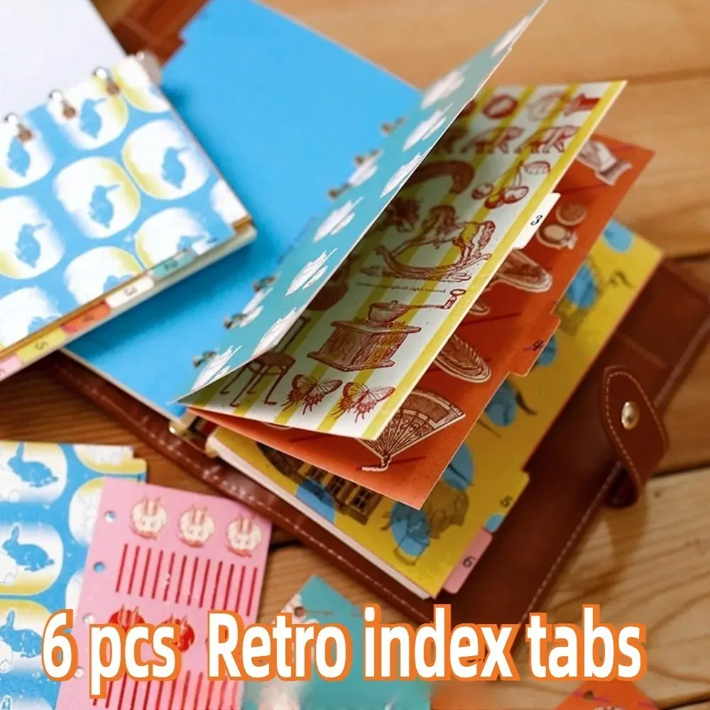 Intercalaires vintage pour classeur A6, A7 et M5 à feuillets mobiles, étanches, avec onglets en plastique scellés sur le côté, pages de planificateur à motifs colorés - Image 1