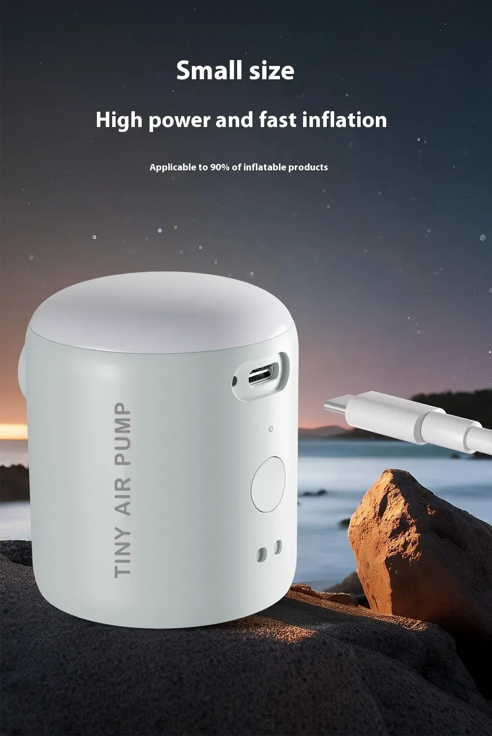 Mini pompe électrique portable en situation d'utilisation