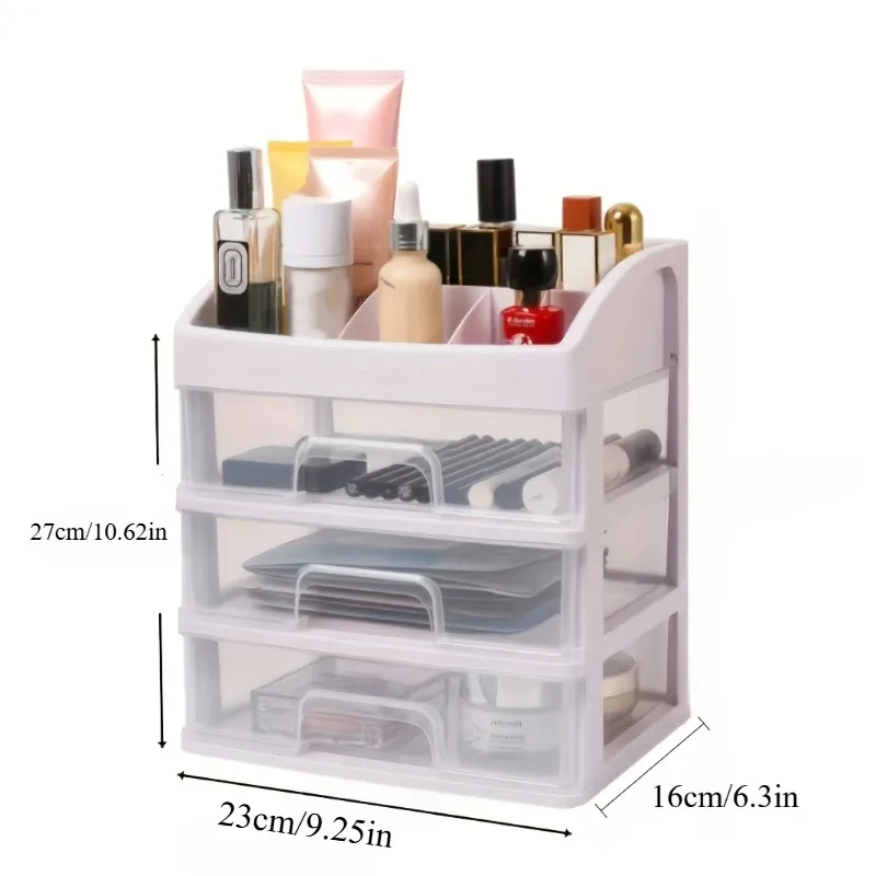 Organisateur de bureau multicouche avec tiroirs, boîte de rangement transparente pour cosmétiques et maquillage 4