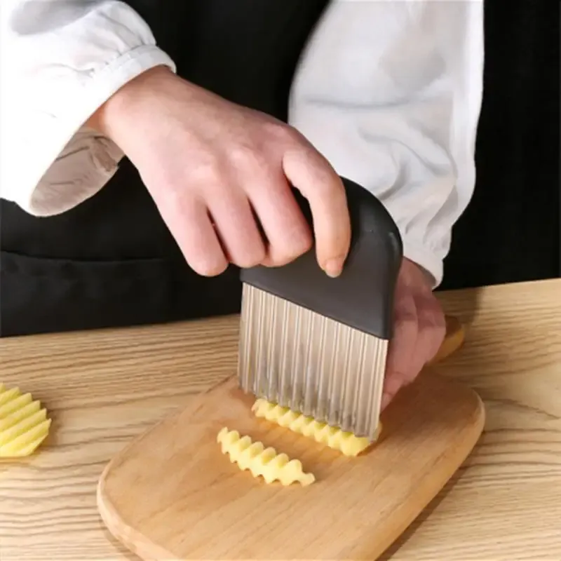 Coupe-frites en acier inoxydable, coupe-pâte, couteau ondulé, hachoir à légumes, outil de découpe de fruits et légumes ondulés 5
