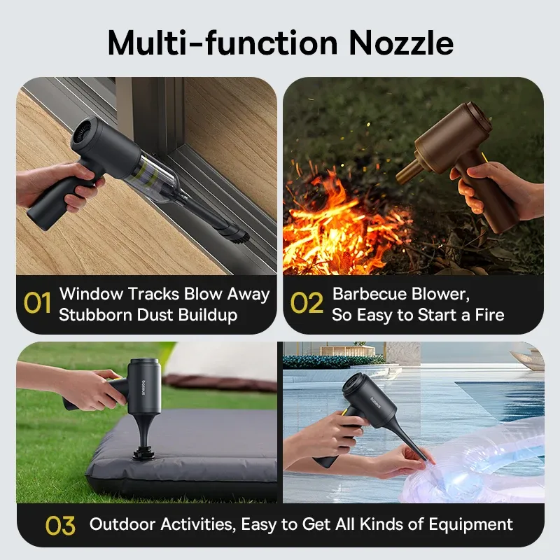 Baseus – Aspirateur de voiture sans fil, soufflante à air pour voiture, nettoyeur portable puissant pour véhicule sans fil 2