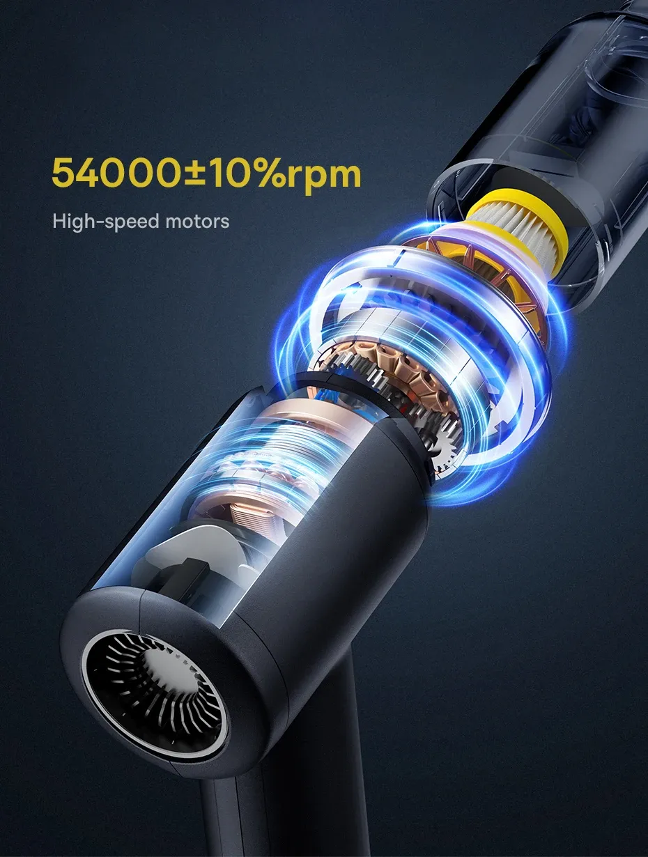 Vue détaillée du moteur et de la technologie de l'aspirateur Baseus
