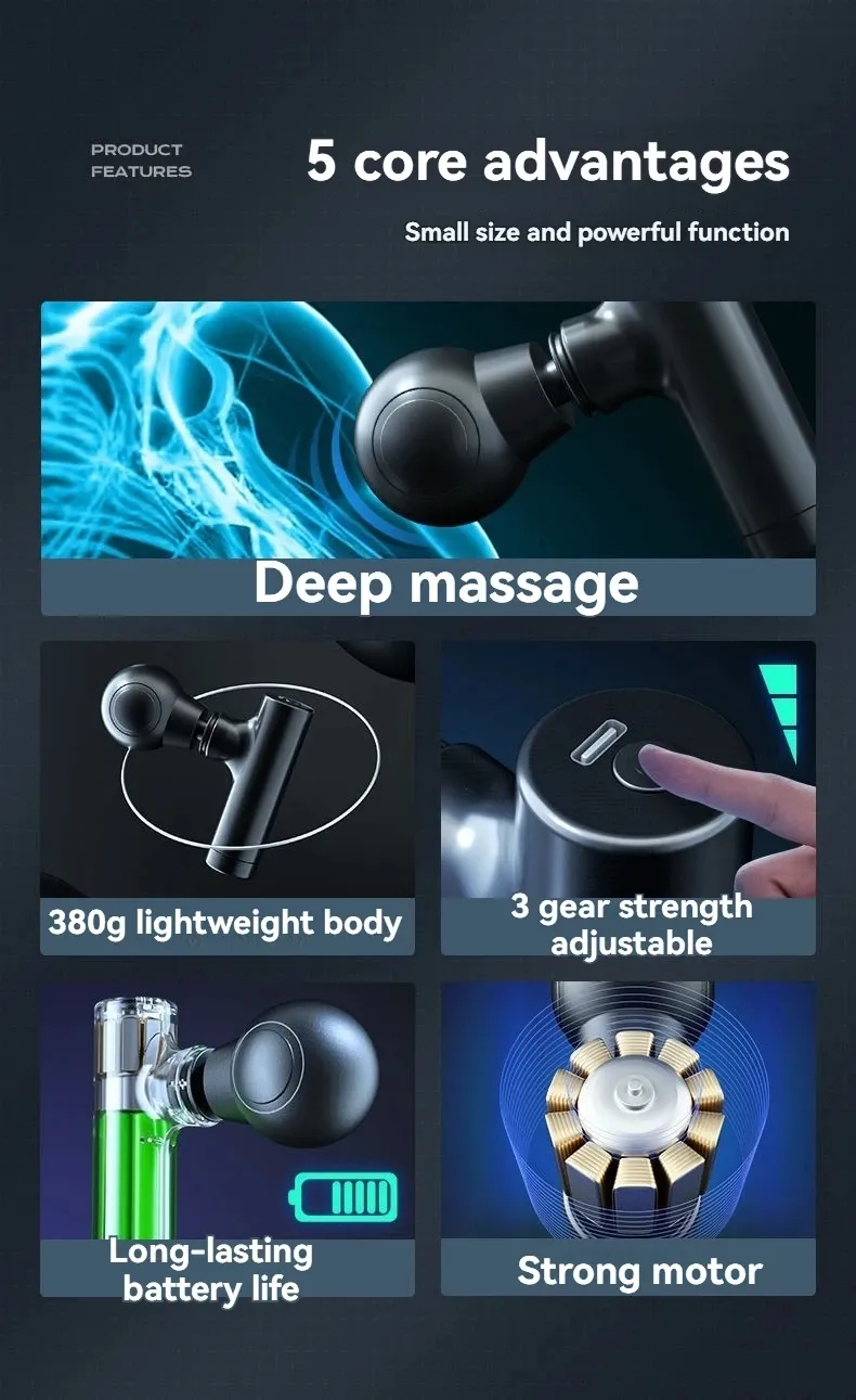 Mini pistolet de massage portable, design épuré