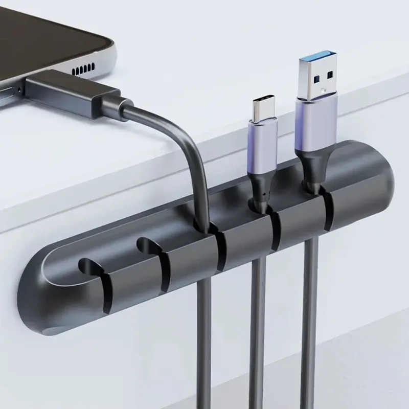 Clips adhésifs en silicone pour câbles, organisateurs de câbles de bureau pour câbles de chargement USB, cordons d'alimentation de table de chevet et câbles de souris - Image 1