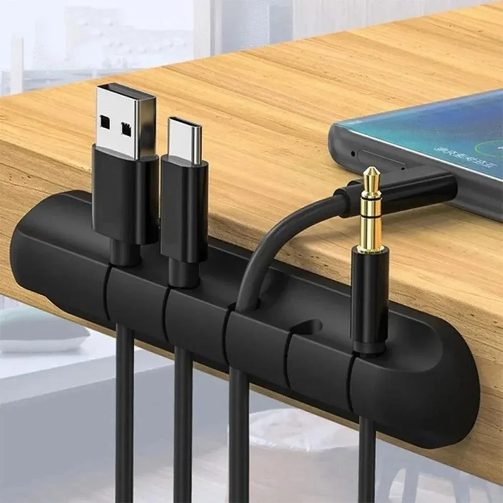 Clips adhésifs en silicone pour câbles, organisateurs de câbles de bureau pour câbles de chargement USB, cordons d'alimentation de table de chevet et câbles de souris 3