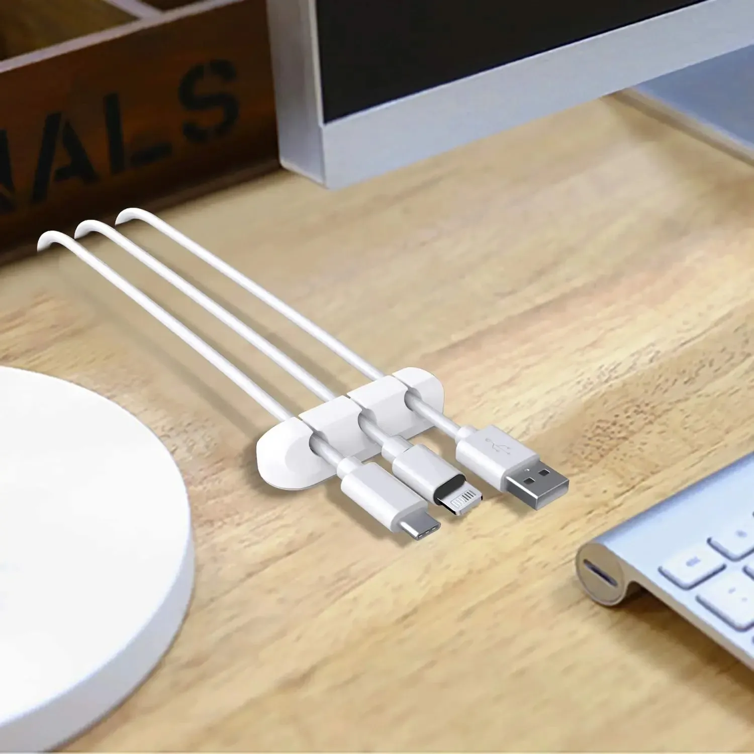 Clips adhésifs en silicone pour câbles, organisateurs de câbles de bureau pour câbles de chargement USB, cordons d'alimentation de table de chevet et câbles de souris 2