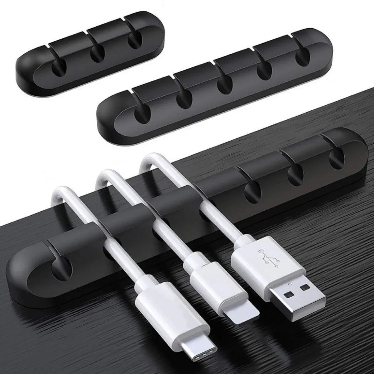 Clips adhésifs pour organisation de câbles sur bureau