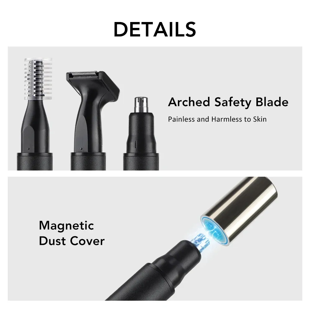 Tondeuse à cheveux 3 en 1 mini de poche, indolore, étanche, portable, pour nez, oreilles, cheveux et sourcils, pour hommes et femmes 5