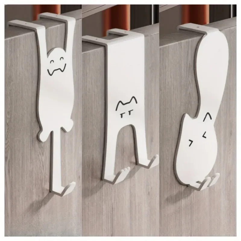 Crochet de porte sans perçage, support de rangement pour armoire de cuisine, porte-vêtements suspendu et rangement pour vêtements et bonnets 5