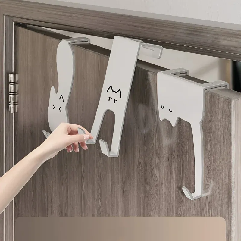 Crochet de porte sans perçage, support de rangement pour armoire de cuisine, porte-vêtements suspendu et rangement pour vêtements et bonnets 6
