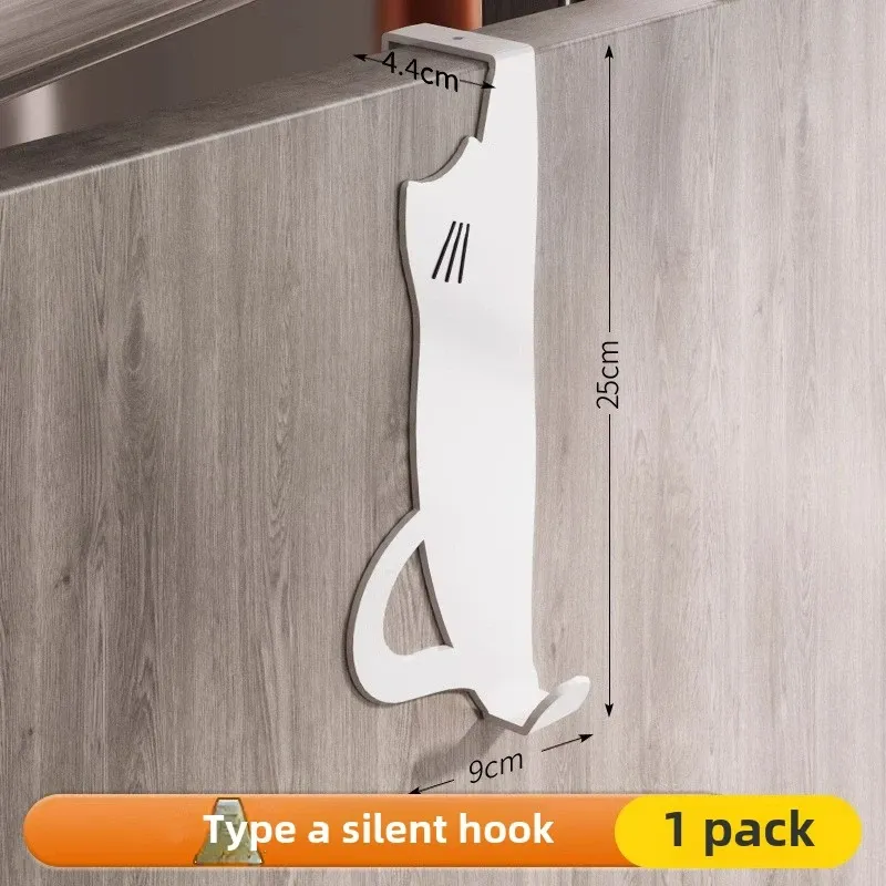 Crochet de porte sans perçage, support de rangement pour armoire de cuisine, porte-vêtements suspendu et rangement pour vêtements et bonnets 8