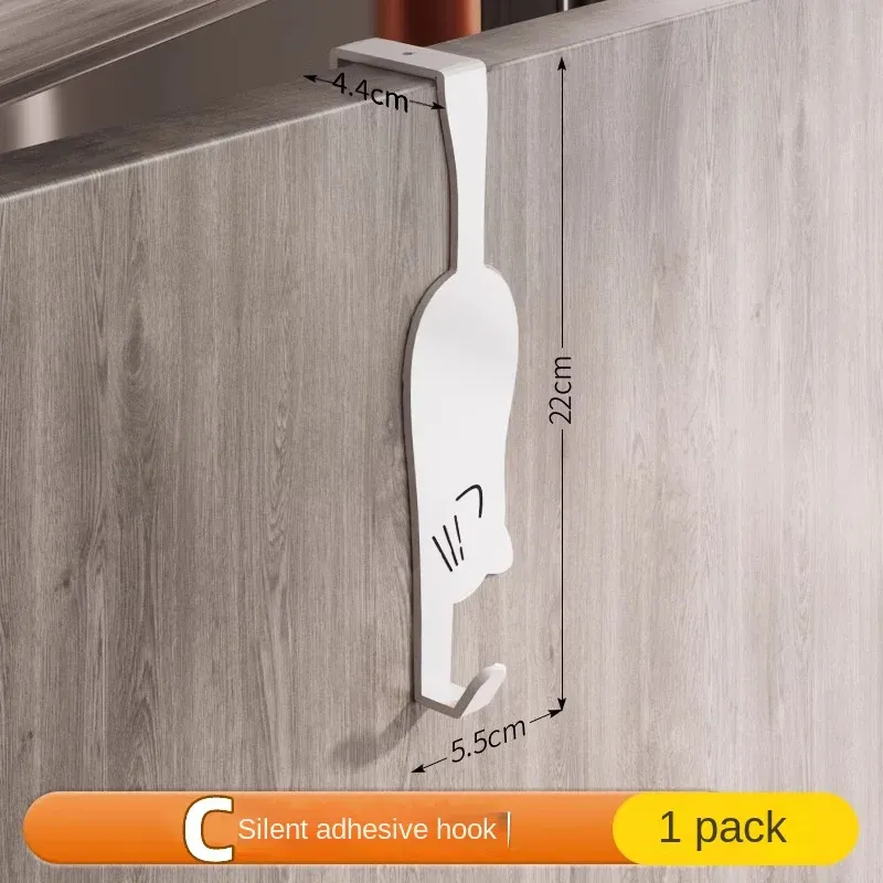 Crochet de porte sans perçage, support de rangement pour armoire de cuisine, porte-vêtements suspendu et rangement pour vêtements et bonnets 10