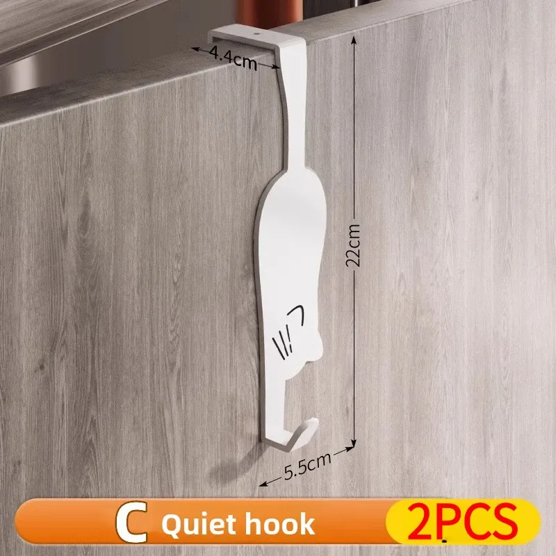 Crochet de porte sans perçage, support de rangement pour armoire de cuisine, porte-vêtements suspendu et rangement pour vêtements et bonnets 15
